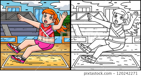 Track and Field Female Landing Illustration Track and Field Female Landing Illustration 120242271