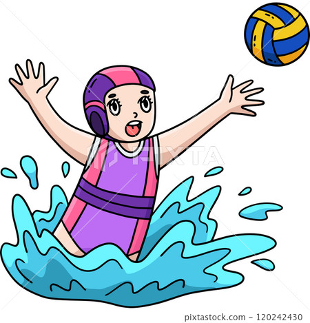 Water Polo Female Goalie Blocking the Ball Clipart 120242430