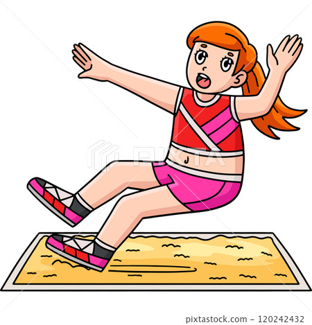 Track and Field Female Landing on Sandpit Clipart 120242432
