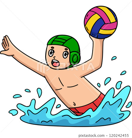 Water Polo Player Swimming with Ball Hand Clipart Water Polo Player Swimming with Ball Hand Clipart 120242455
