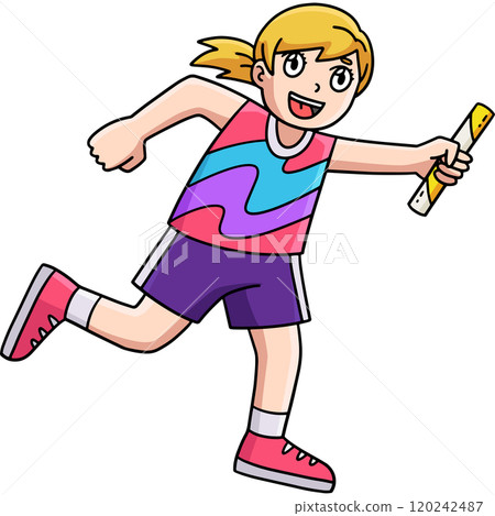 Track and Field Female with a Relay Baton Clipart Track and Field Female with a Relay Baton Clipart 120242487