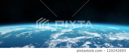 Panoramic view of the Earth. Space banner template. Panoramic view of the Earth. Space banner template. 120242693