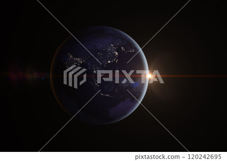 Space, Sun and planet Earth. Asia. Space, Sun and planet Earth. Asia. 120242695