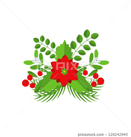 Christmas wreath design element. Winter holiday decoration. 120242945