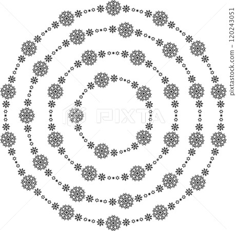 Snowflake circle frames set. Winter snowflake round border collection. 120243051