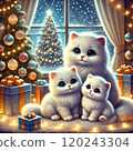 Cat parent and child Christmas 120243304