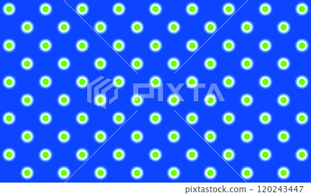 Blue background with green polka dots. Chess pattern of green circles with white edging on a blue background. Blue background with green polka dots. Chess pattern of green circles with white edging on a blue background. 120243447
