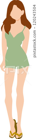 一個穿著夏天衣服的女人的插圖 一個穿著夏天衣服的女人的插圖 120243504