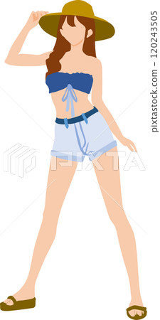 Illustration of a woman wearing summer clothes Illustration of a woman wearing summer clothes 120243505