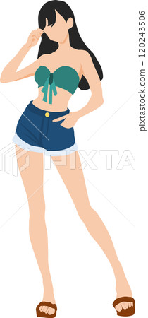 一個穿著夏天衣服的女人的插圖 一個穿著夏天衣服的女人的插圖 120243506
