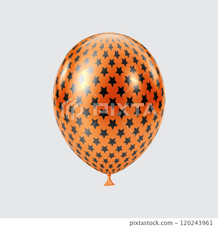 3D Black Orange balloon. Realistic glossy balloons. Star pattern. 120243961