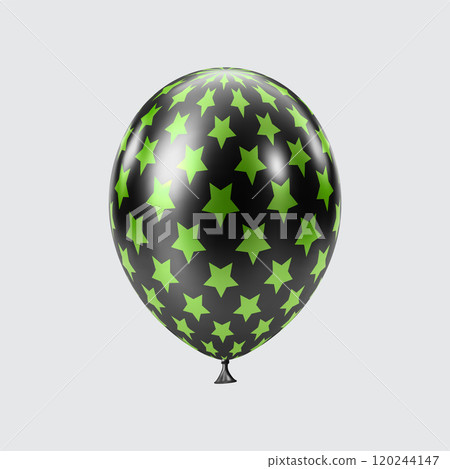 3D Black Green balloon. Realistic glossy balloons. Star pattern. 3D Black Green balloon. Realistic glossy balloons. Star pattern. 120244147