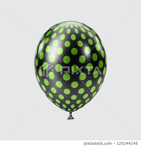 3D Black Green balloon. Realistic glossy balloons. Dot pattern. 3D Black Green balloon. Realistic glossy balloons. Dot pattern. 120244148