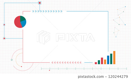 Frame illustrations with graphs, charts, and business images 120244279