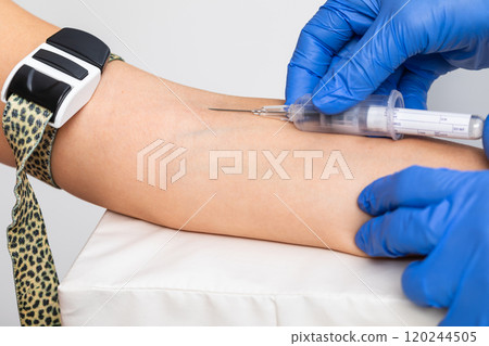 Healthcare Professional Performing Blood Draw 120244505