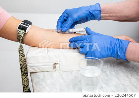 Blood Sample Collection by Medical Professional 120244507