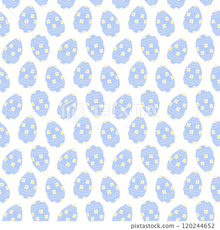 Easter Eggs patterned Flowers and wavy lines Seamless Pattern. Easter greeting background concept  120244652