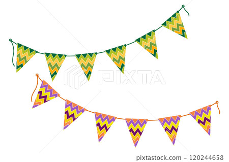 Halloween and St Patrick Triangular pennant ornament decor garlands in traditional festive colors Halloween and St Patrick Triangular pennant ornament decor garlands in traditional festive colors 120244658