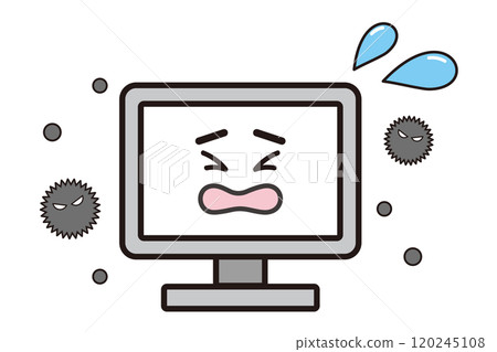 Illustration of a computer infected with a virus Illustration of a computer infected with a virus 120245108