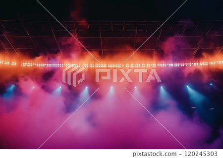 Stage Lights and Smoke on Stadium 120245303