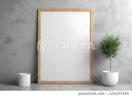 Empty white poster template mockup with frame. 120245495
