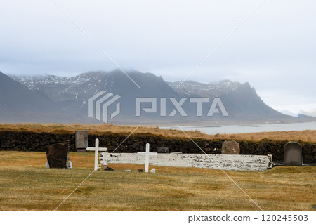 Small cemetery as a part of Black Church, Budir, Iceland Small cemetery as a part of Black Church, Budir, Iceland 120245503