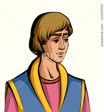 Vector drawing. Young guy servant page 120245567