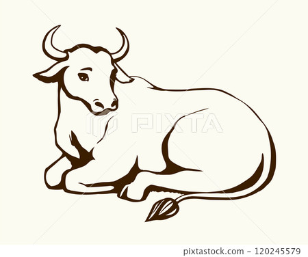 Vector drawing. Cute big cow 120245579