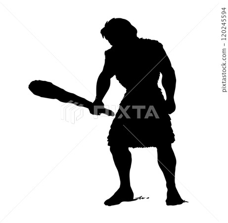 Vector drawing. Ancient man with a club 120245594