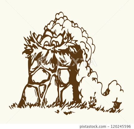 Stone Altar. Vector drawing icon 120245596