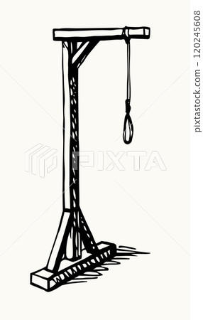 Vector drawing. Wooden gallows with loop 120245608