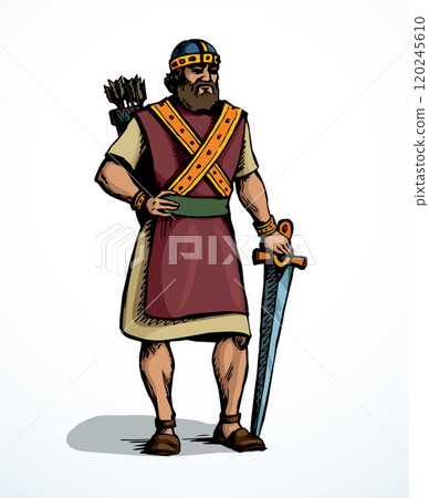 Vector drawing. Warrior with sword Vector drawing. Warrior with sword 120245610