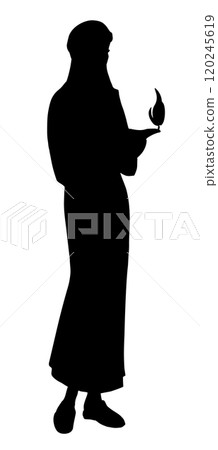 Vector drawing. Girl with a lamp Vector drawing. Girl with a lamp 120245619