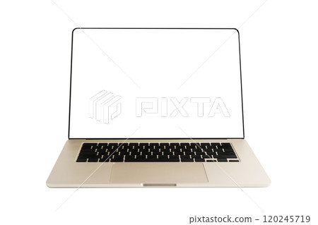 Laptop computer on blank white screen isolated on white background with clipping path. Laptop computer on blank white screen isolated on white background with clipping path. 120245719