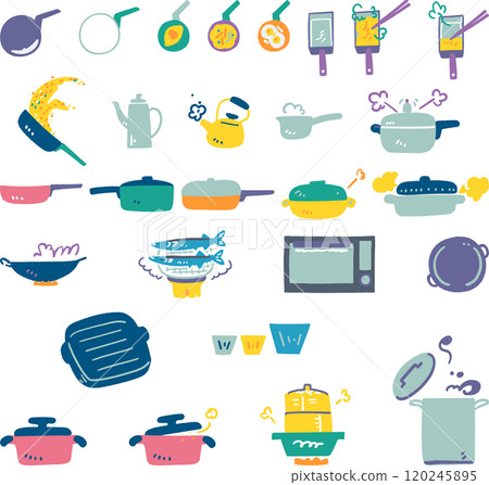 一套時尚炊具庫存插畫素材 120245895