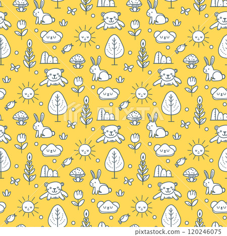 Vector Children's Seamless Pattern Kid Baby Print Vector Children's Seamless Pattern Kid Baby Print 120246075