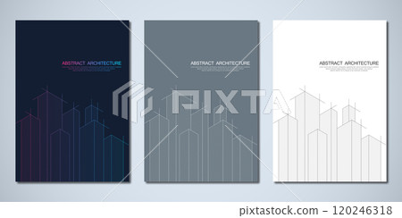 Architectural drawing with building construction for the book cover, brochure, flyer, poster, presentation, and other design 120246318