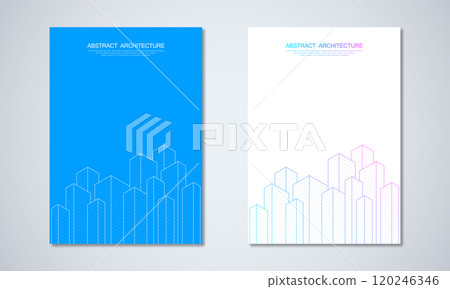 Architectural drawing with building construction for the book cover, brochure, flyer, poster, presentation, and other design 120246346