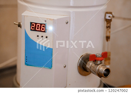 Digital Thermostat Display of a Water Heater with a Pressure Regulator Valve Digital Thermostat Display of a Water Heater with a Pressure Regulator Valve 120247002