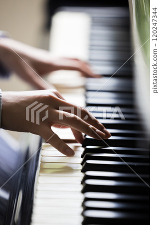 Hands playing the piano, keyboard 120247344