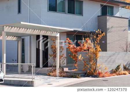 帶車庫入口通道的房屋外景 120247370