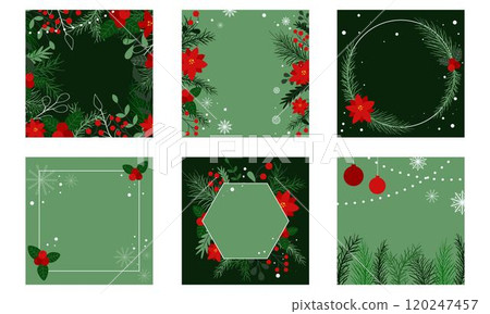 Set of festive winter square templates with copy space 120247457