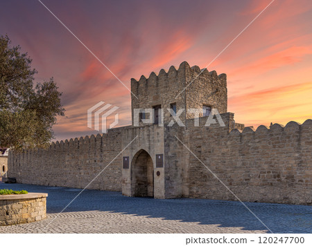 The entrance to the Ateshgah Fire Temple in Baku, Azerbaijan, a historic Zoroastrian temple The entrance to the Ateshgah Fire Temple in Baku, Azerbaijan, a historic Zoroastrian temple 120247700