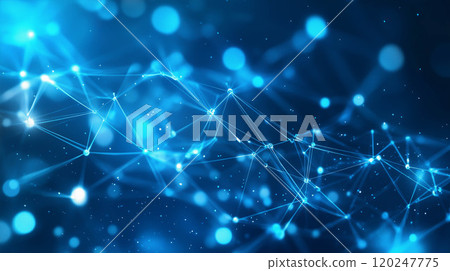 Blockchain network abstract connect  blue background. 120247775