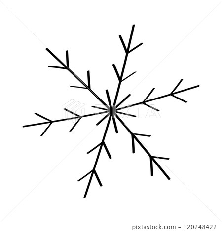 Snowflake doodle style icon for winter design. Vector illustration hand drawn isolated on white background. 120248422