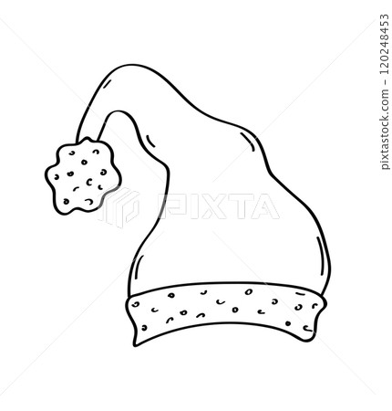 Christmas hat doodle icon. Santa Claus Hat cartoon illustration hand draw. Vector of isolate on white. 120248453
