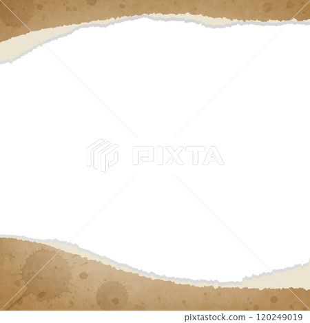 Torn old paper style frame background, old paper, square size, faded, stained Torn old paper style frame background, old paper, square size, faded, stained 120249019
