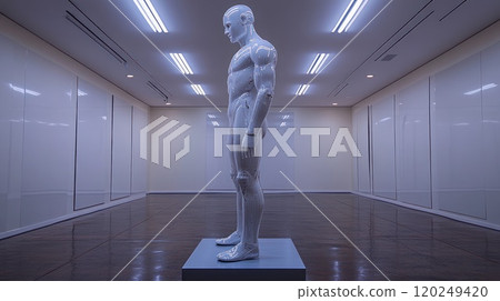 White Sculpture in a Minimalist Gallery 120249420