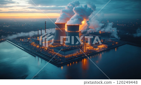 Nuclear Power Plant at Dusk Nuclear Power Plant at Dusk 120249448