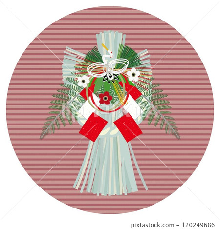 Illustration of a New Year's decoration with a circular ornament background 120249686